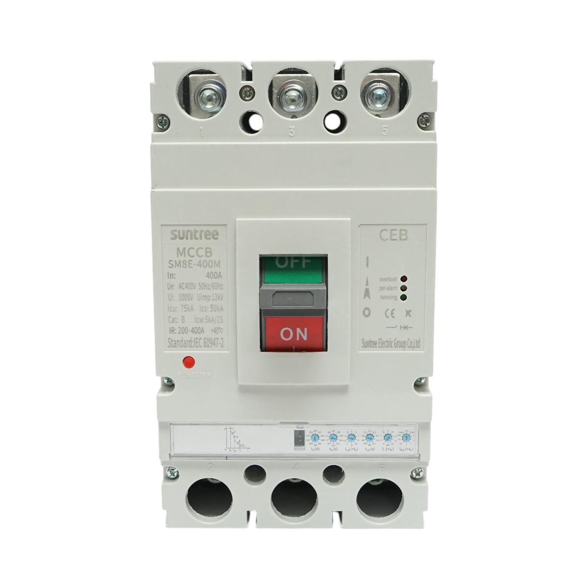 MCCB automatic power switch 400V AC, 3P 400A, SM8E-400M Suntree